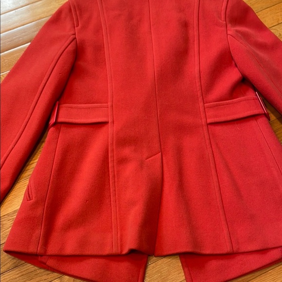 LOFT Orange Pea Coat with Tailored Fit and Prominent Collar - Picture 9 of 9